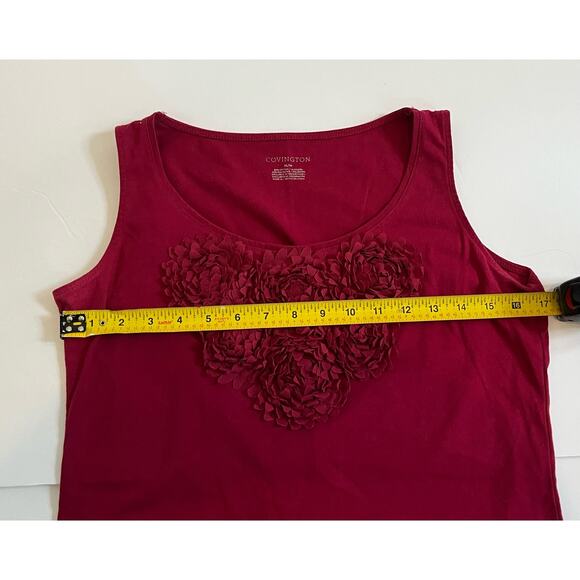 Women's Covington Red Tank Shirt with Flower Details Size Medium - Picture 7 of 8